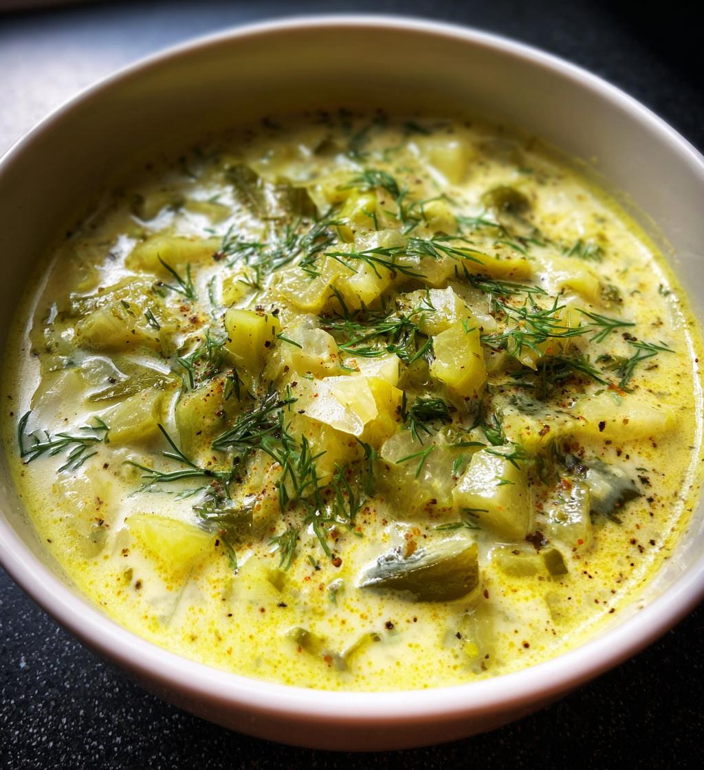 creamy dill pickle soup - detail 1