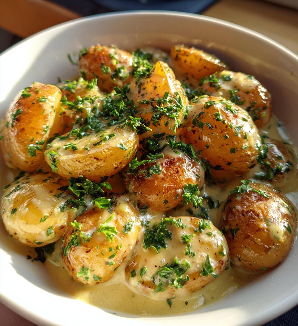 creamy garlic sauce baby potatoes - detail 1