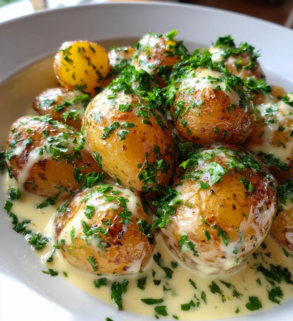 creamy garlic sauce baby potatoes
