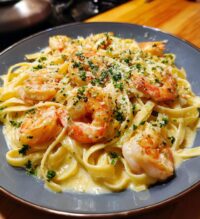 creamy garlic shrimp pasta