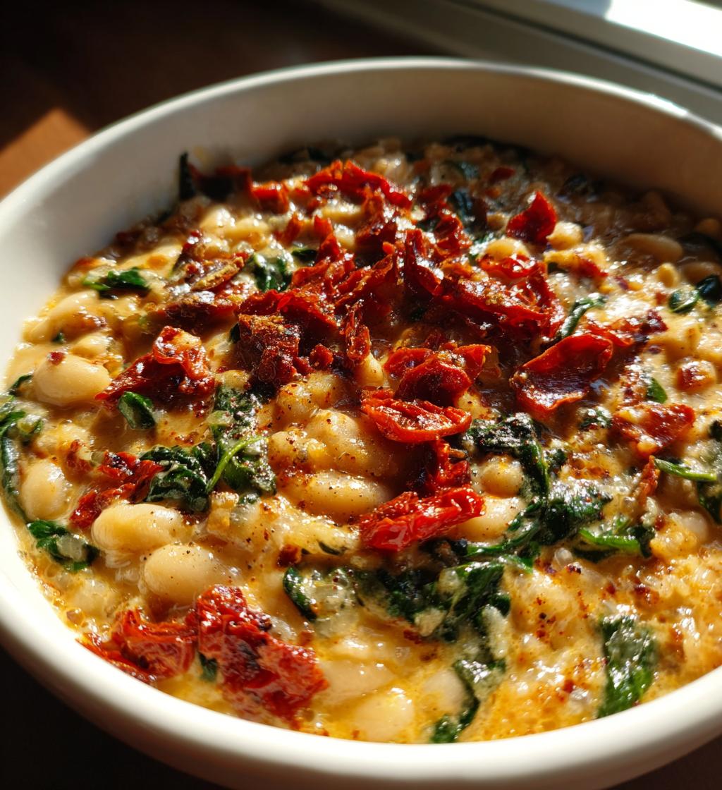 creamy one pot sundried tomato white beans recipe - detail 1