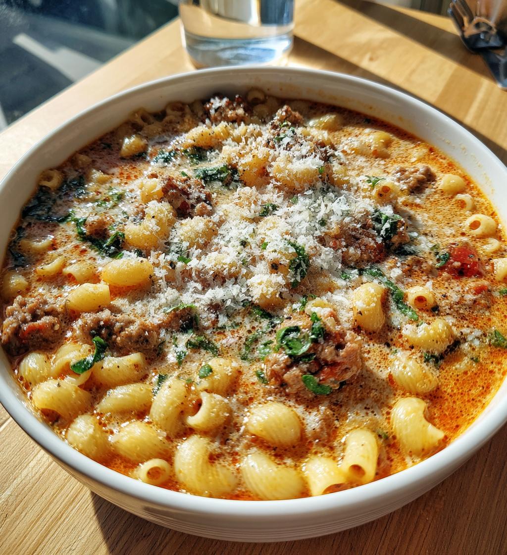 creamy parmesan italian sausage ditalini soup