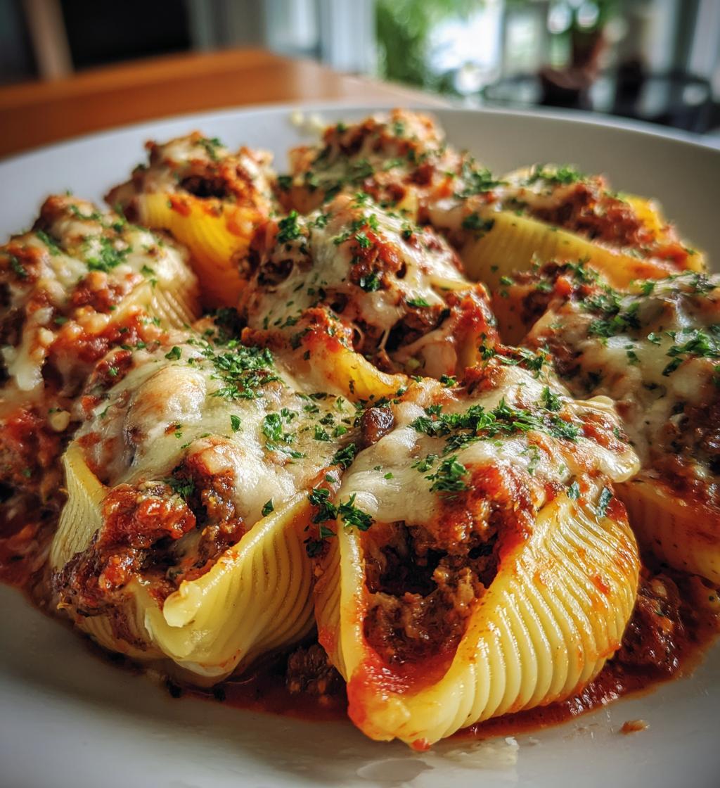 creamy ricotta beef stuffed shells pasta