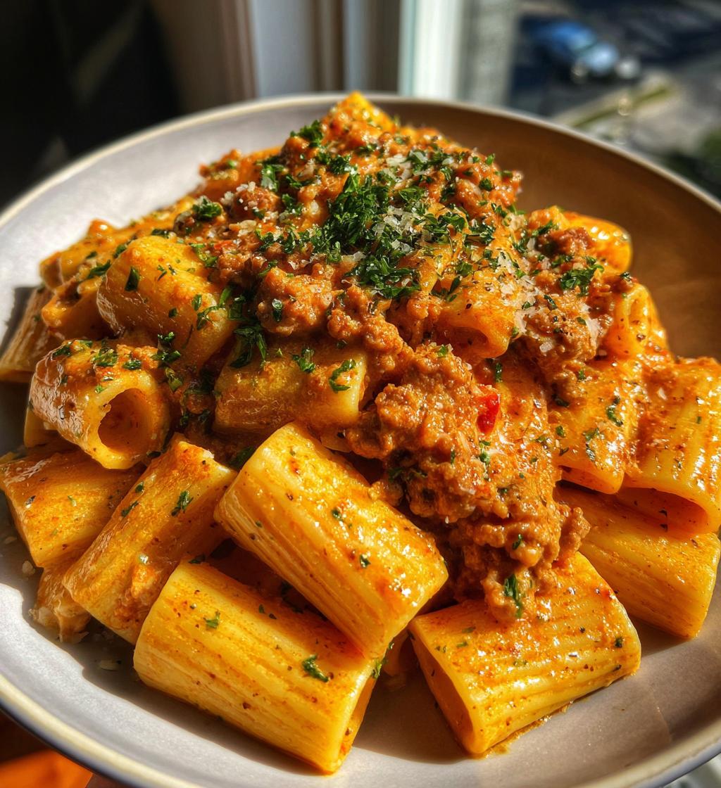 creamy sausage rigatoni - detail 1