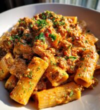 creamy sausage rigatoni