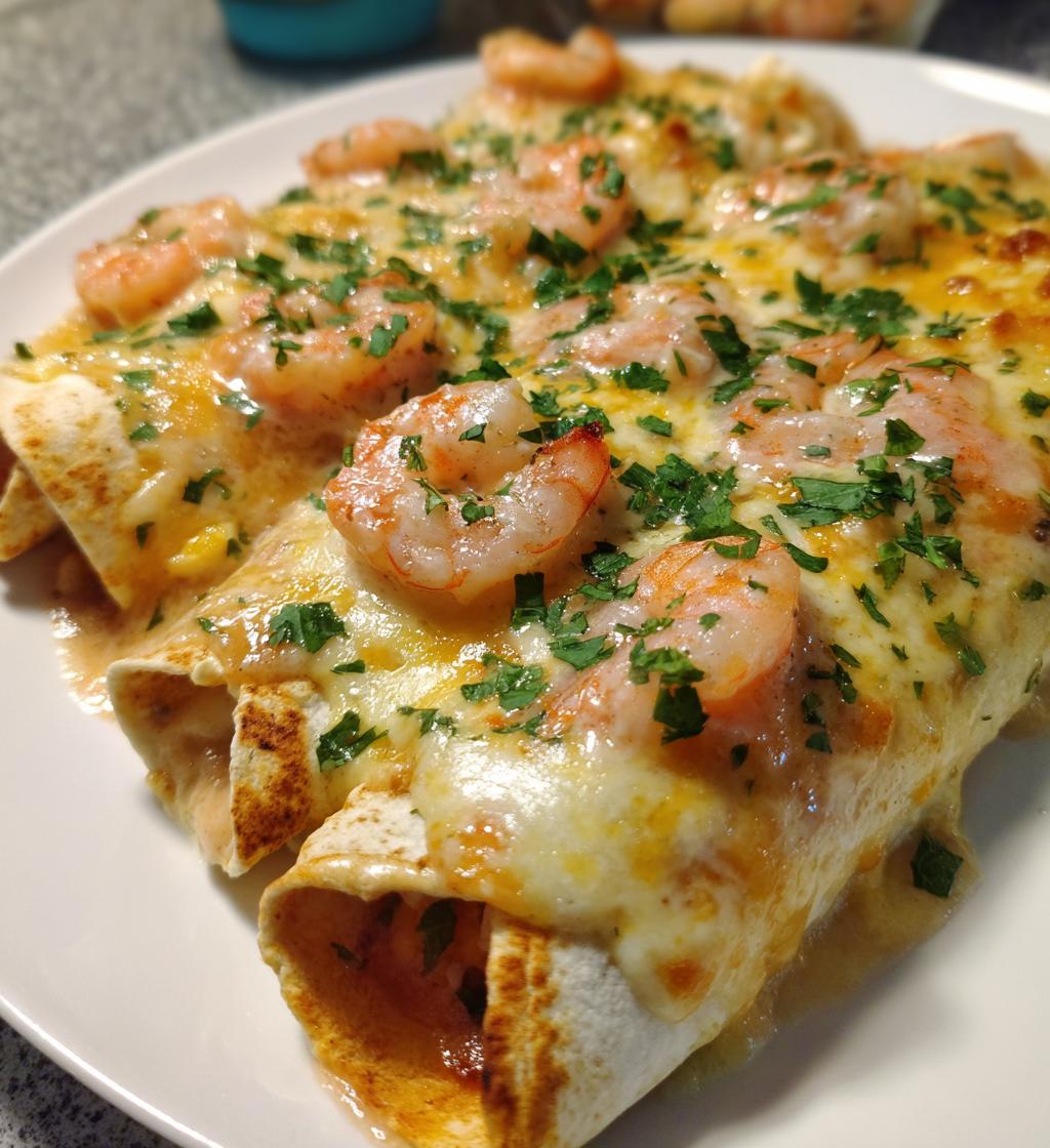 creamy shrimp enchiladas - detail 1