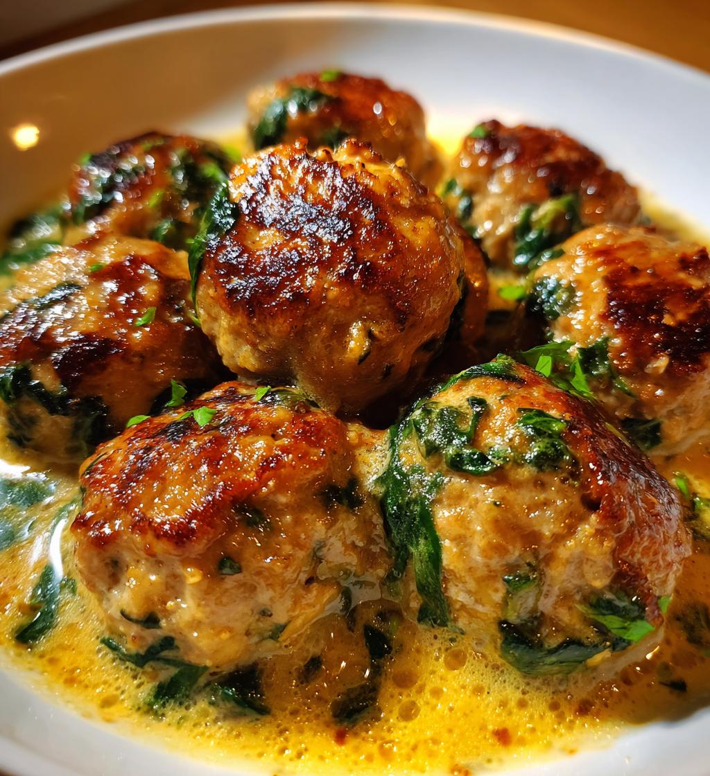 creamy spinach turkey meatballs - detail 1