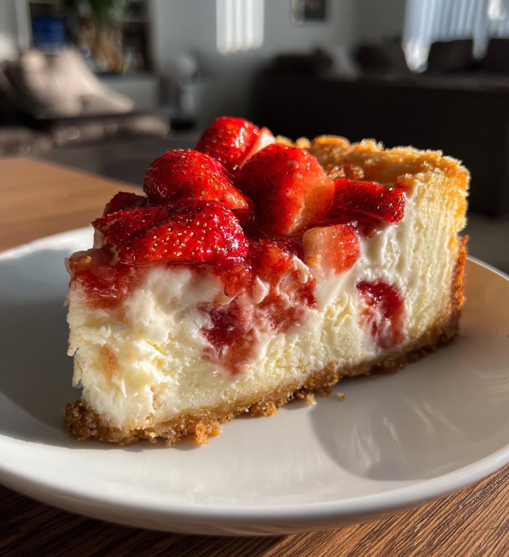 creamy strawberry crunch cheesecake recipe - detail 1