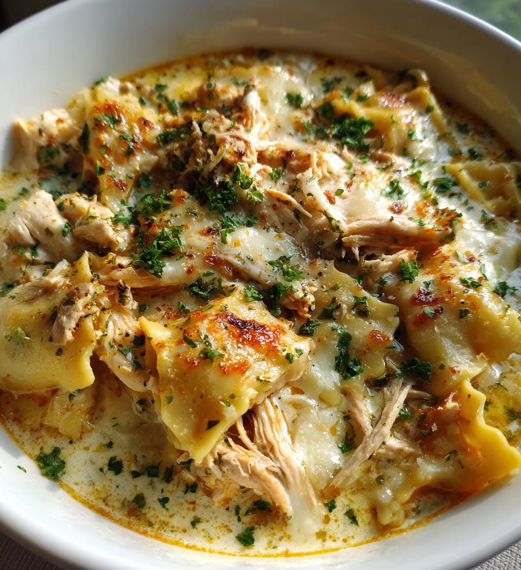 creamy white chicken lasagna soup