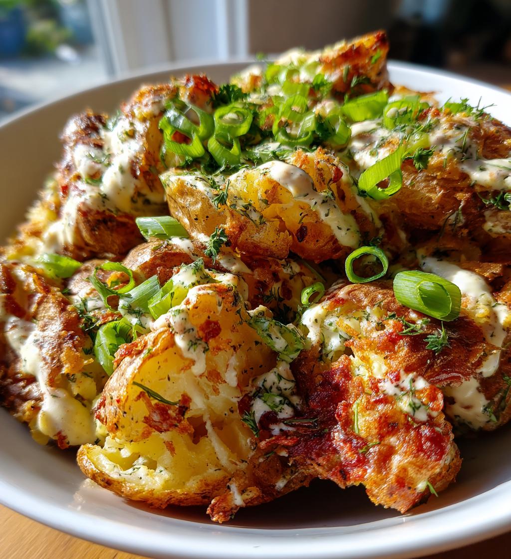 crispy smashed potato salad