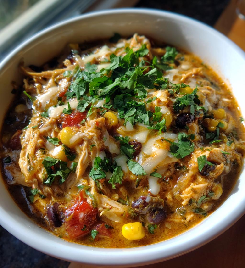 crock pot green enchilada chicken soup - detail 1