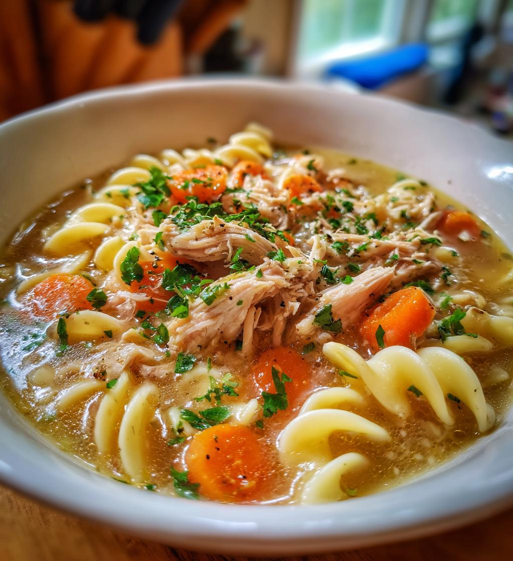 crockpot chicken noodle soup - detail 1