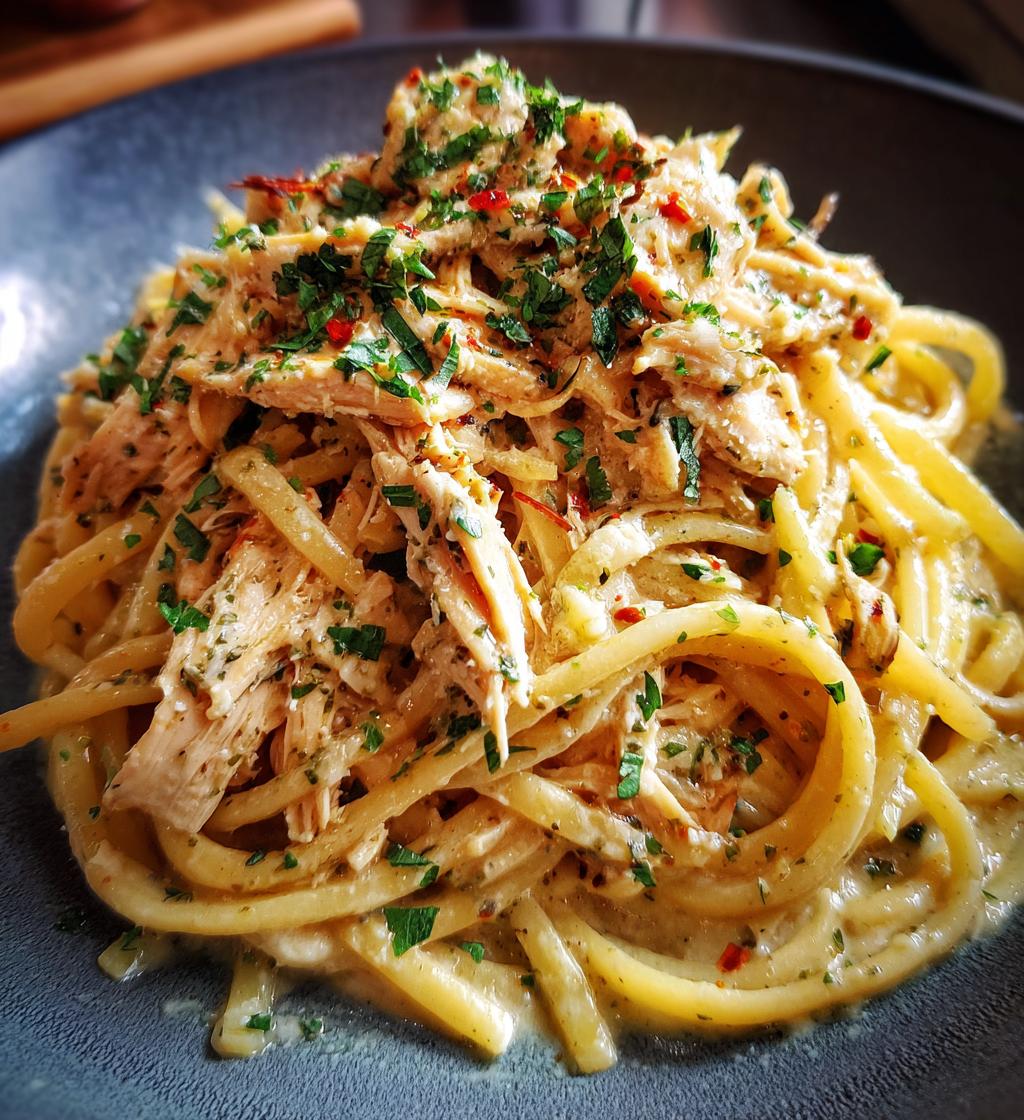 crockpot garlic parmesan chicken pasta - detail 1