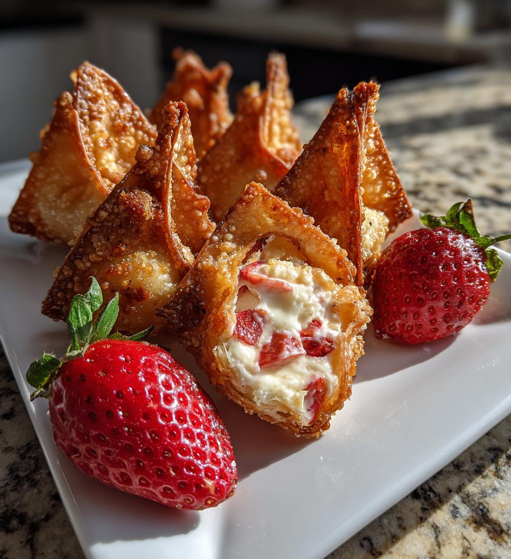 deep fried strawberry cheesecake wonton bites - detail 1