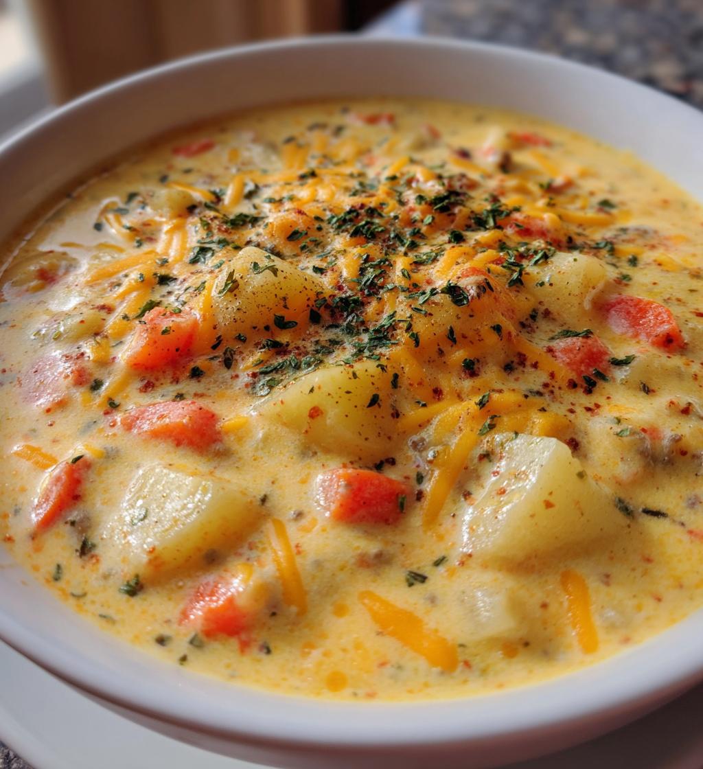 easy cheeseburger soup recipe - detail 1