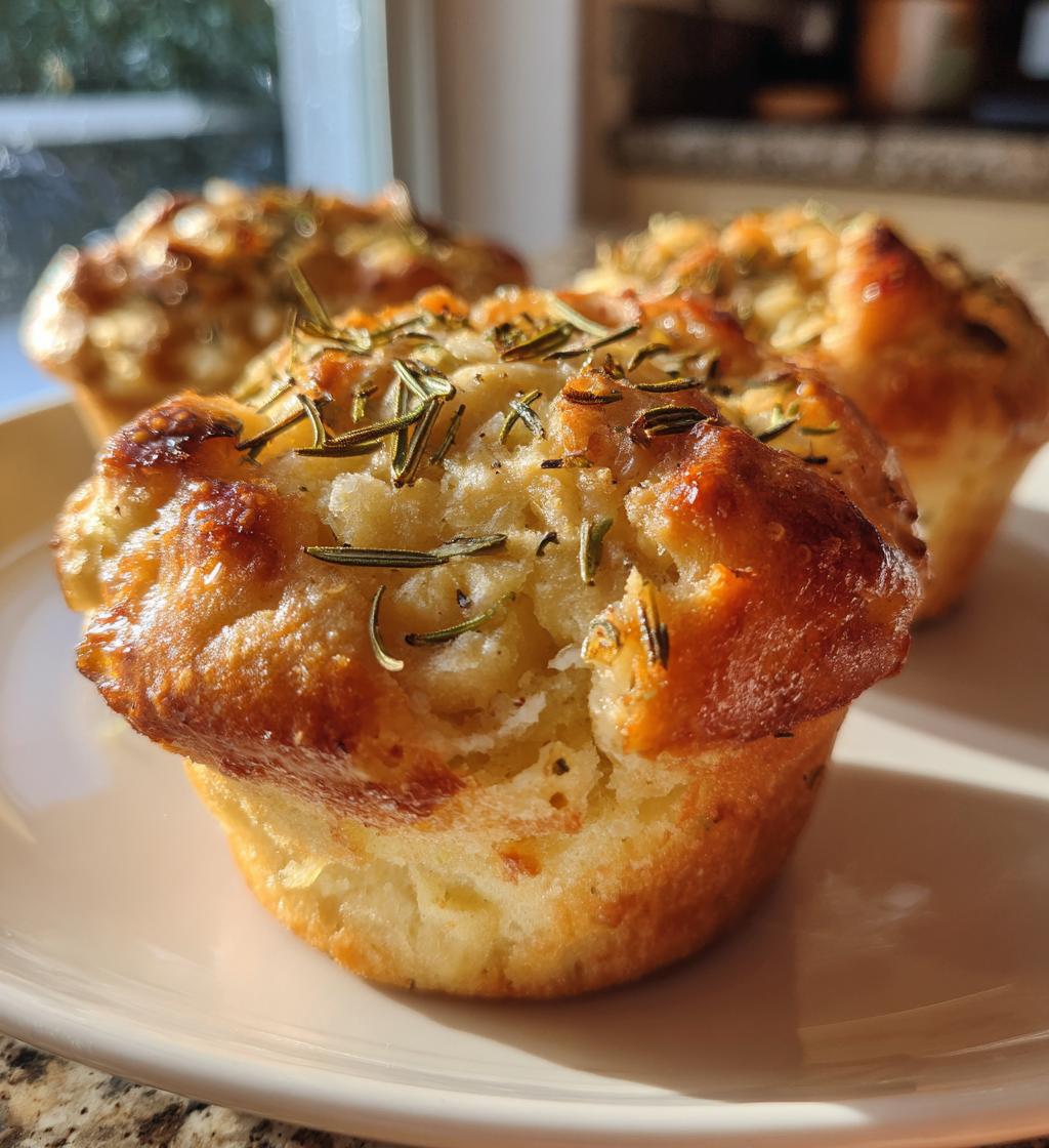 easy garlic rosemary focaccia muffins - detail 1