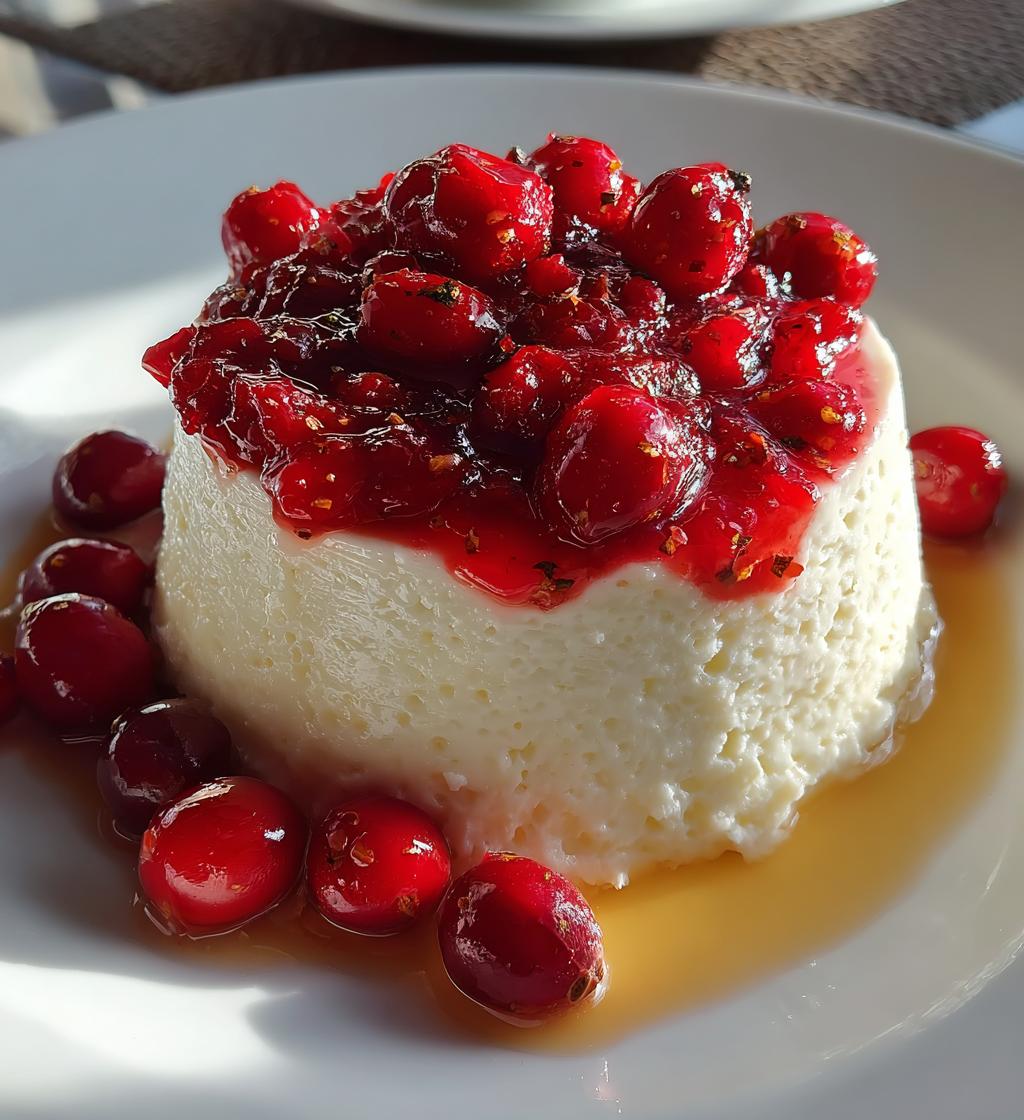 eggnog panna cotta with spiked cranberry sauce - detail 1