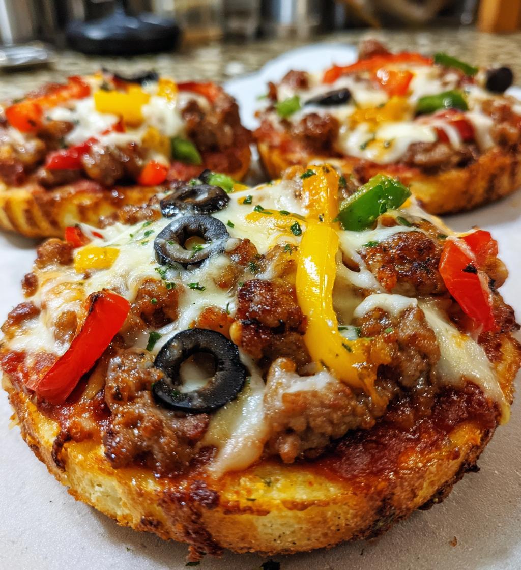 english muffin breakfast pizza - detail 1