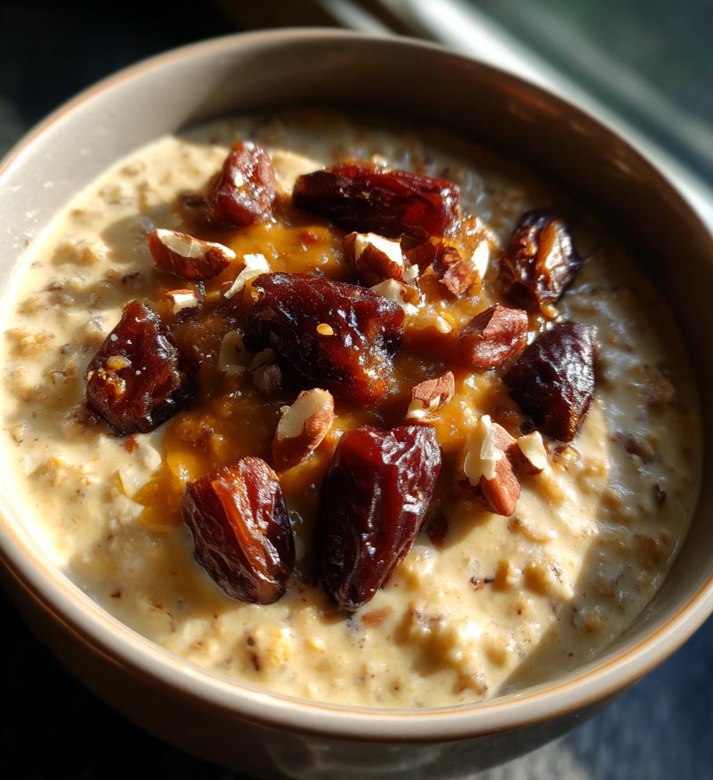 farro breakfast pudding with dates and cardamom - detail 1