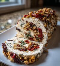 festive holiday antipasto cream cheese log