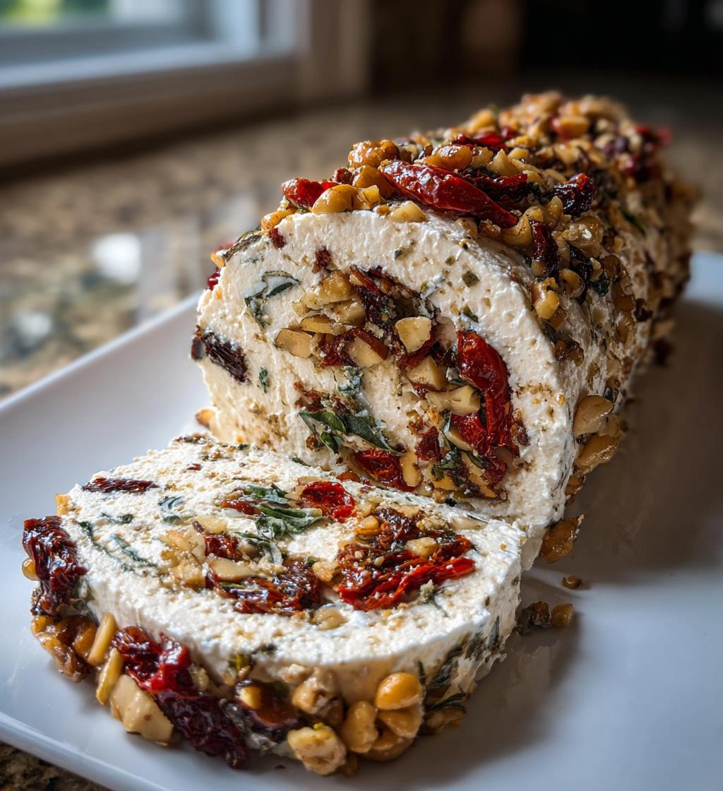 festive holiday antipasto cream cheese log