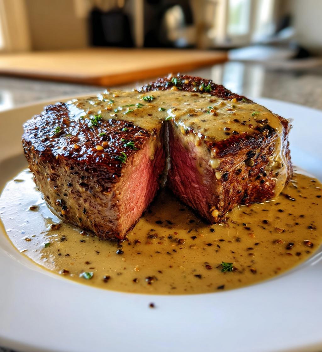 filet mignon with peppercorn sauce