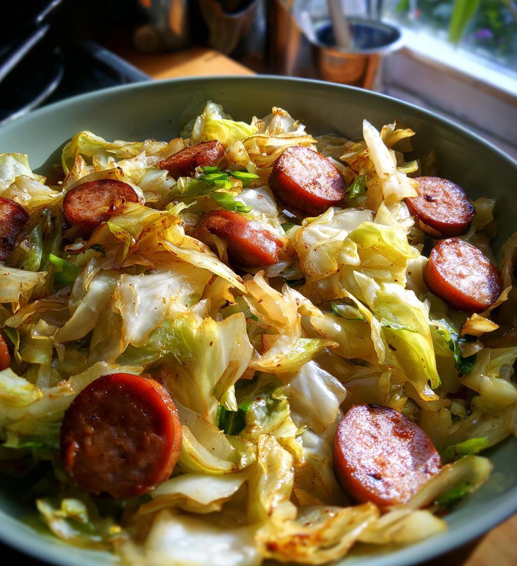 fried cabbage recipe with sausage - detail 1
