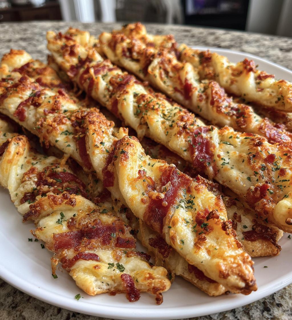 garlic butter bacon alfredo pizza twists
