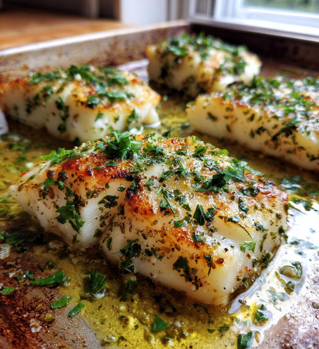 garlic butter baked cod fillets - detail 1