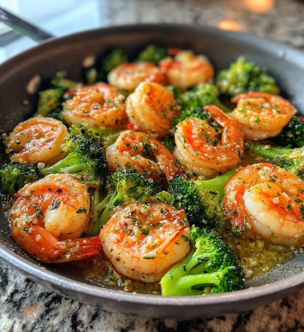 garlic butter shrimp and broccoli skillet recipe - detail 1