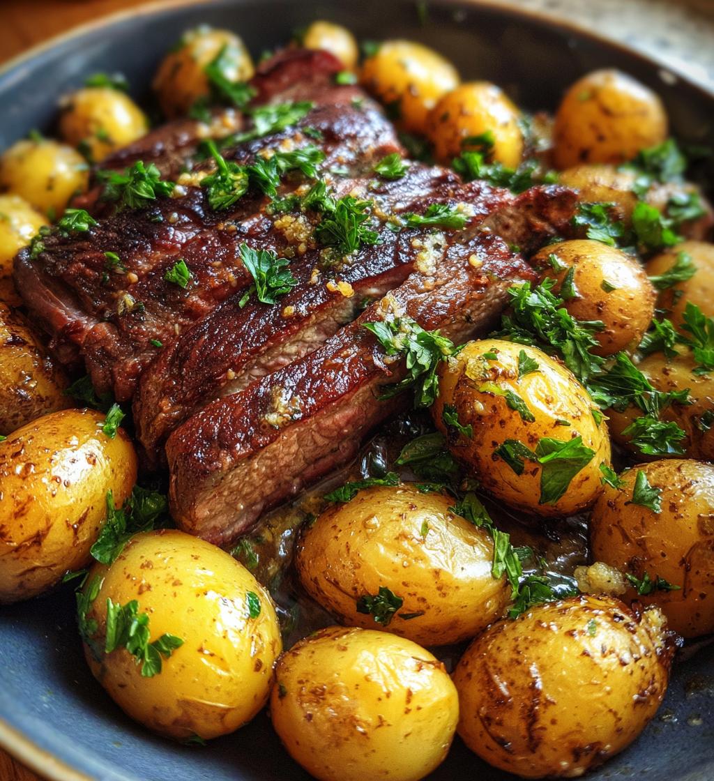 garlic butter steak and potatoes skillet - detail 1