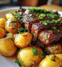 garlic butter steak and potatoes skillet