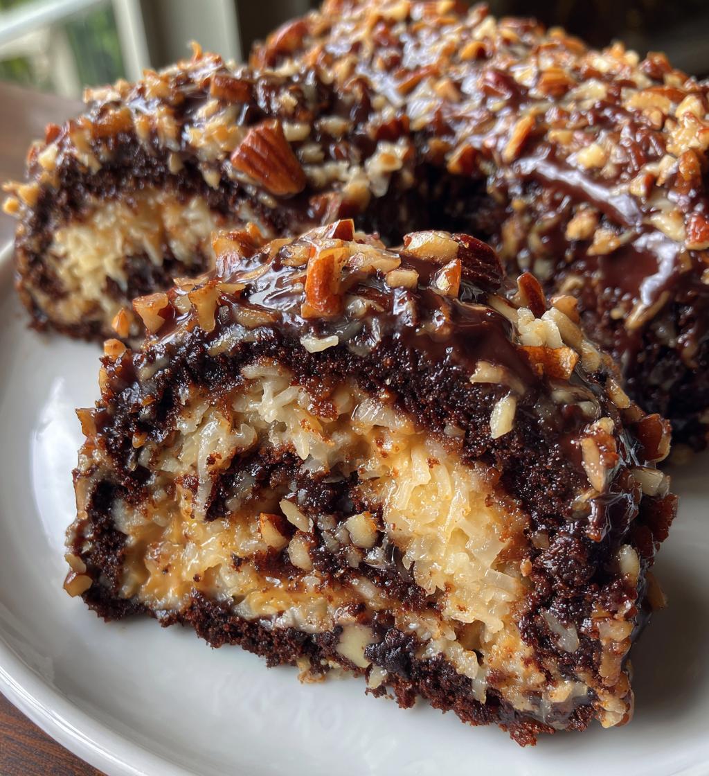 german chocolate coconut pecan roll cake