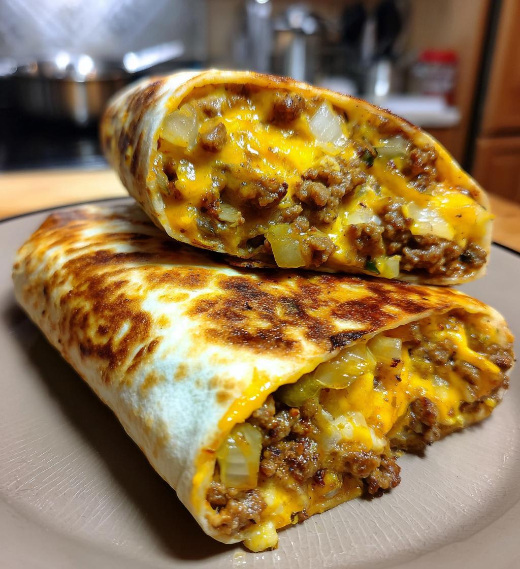 grilled cheeseburger wraps - detail 1