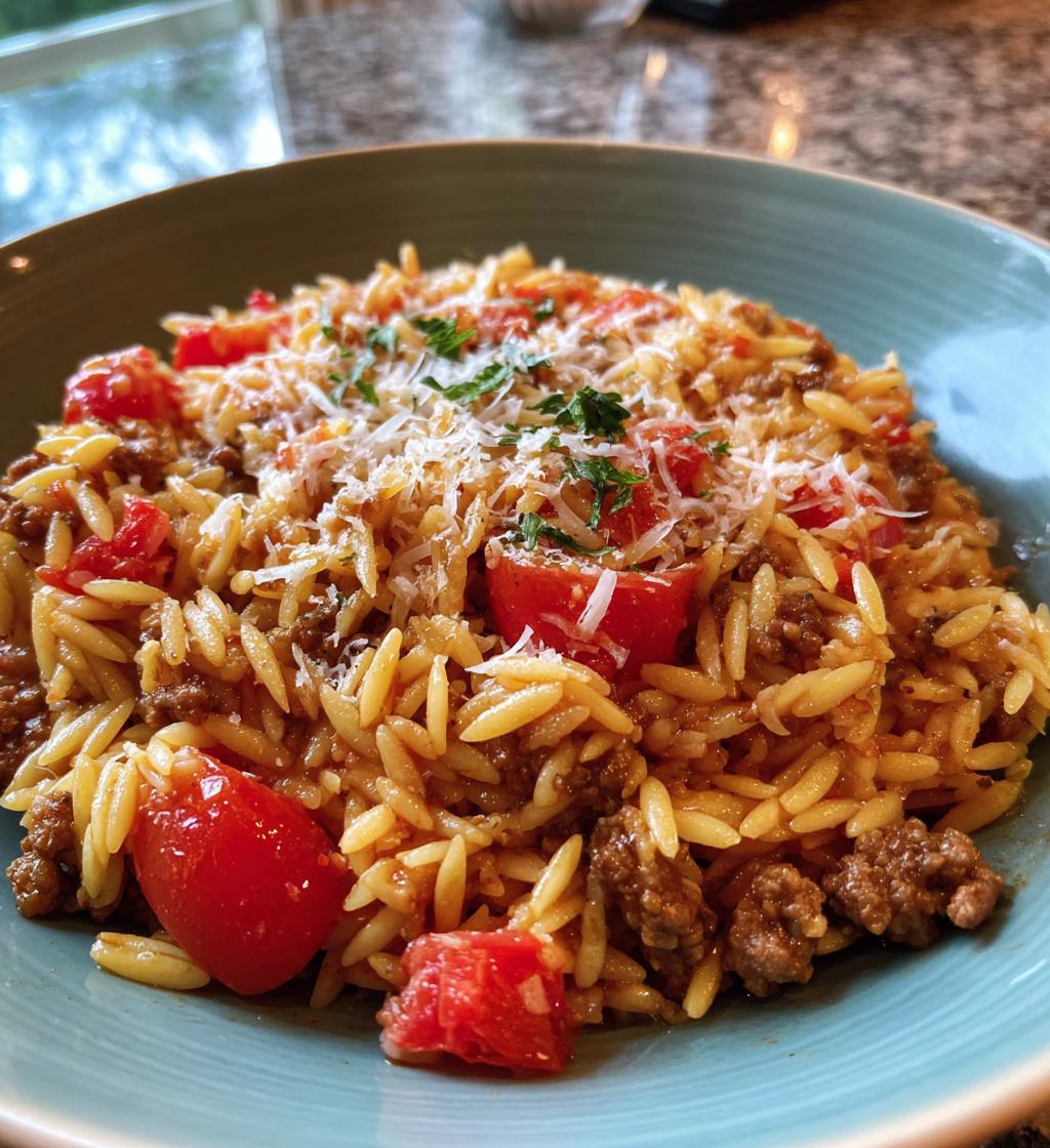 ground beef orzo