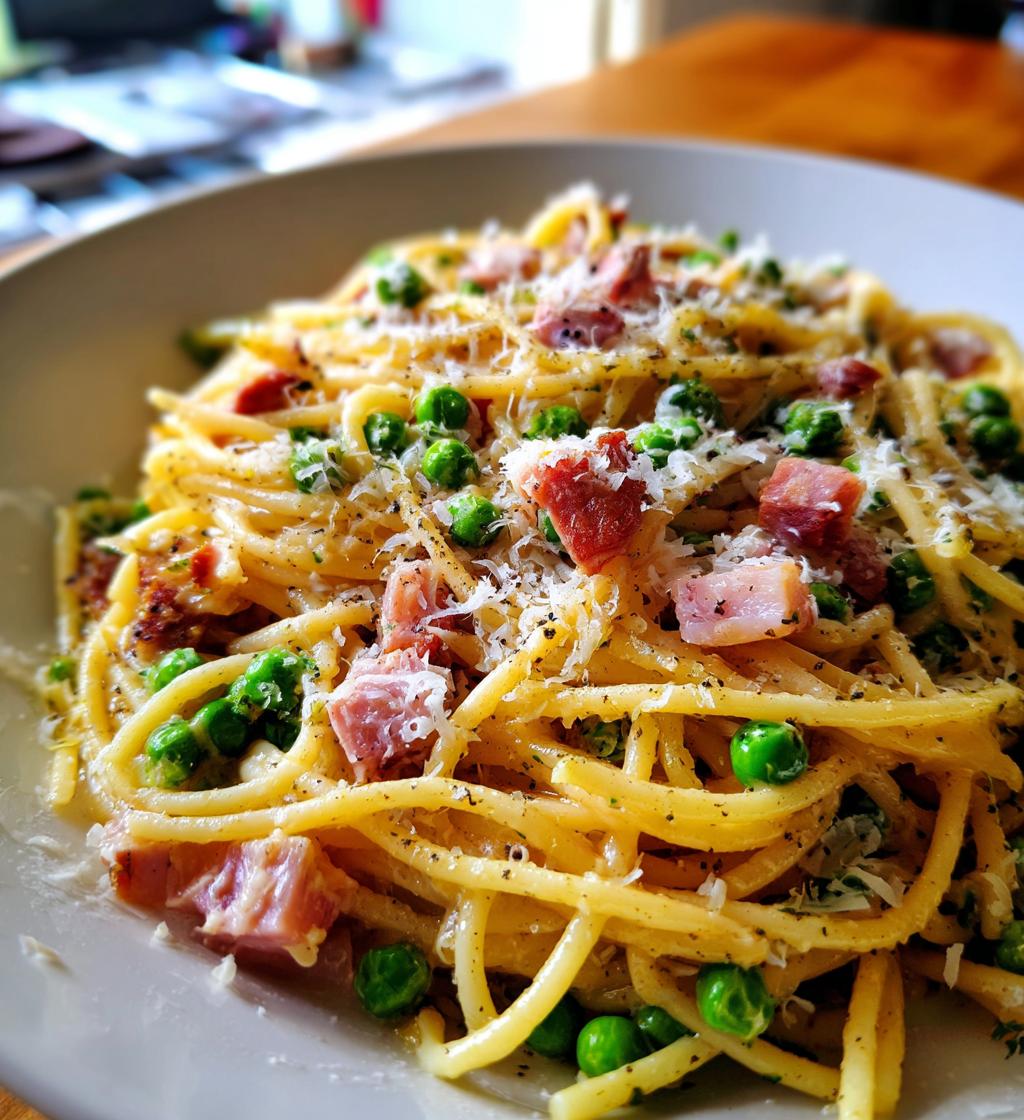 ham and pea pasta - detail 1