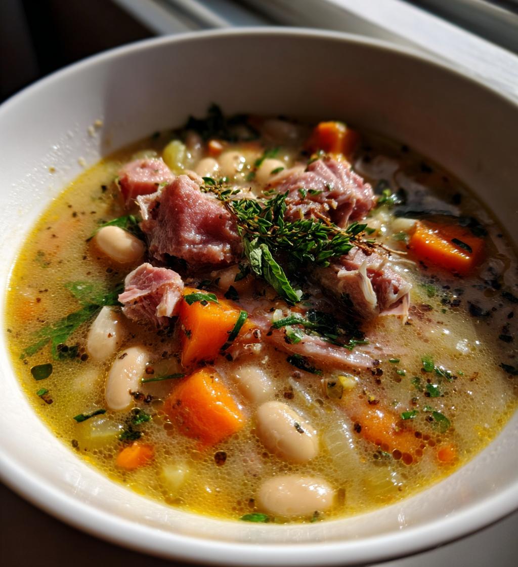 ham and white bean soup - detail 1