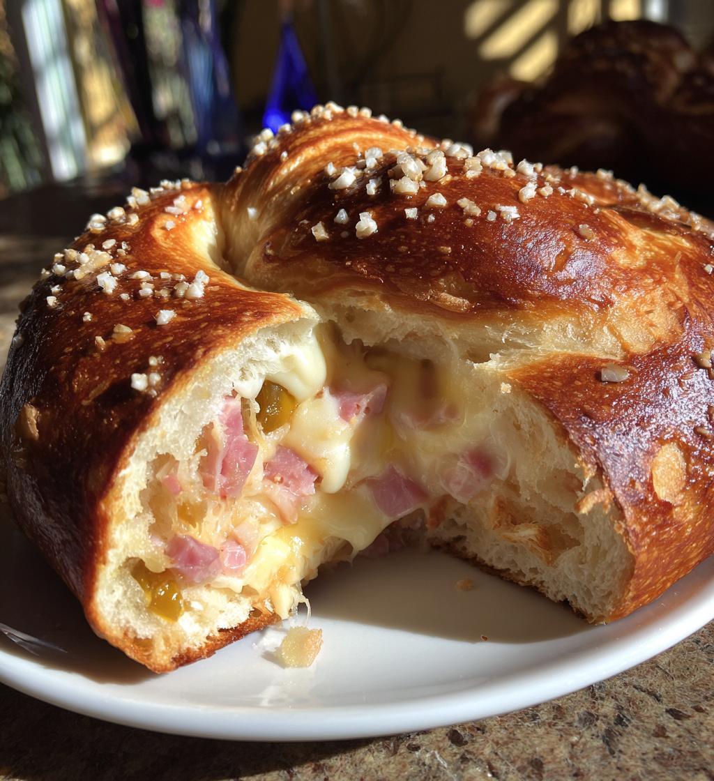 ham swiss and jalapeno stuffed pretzels