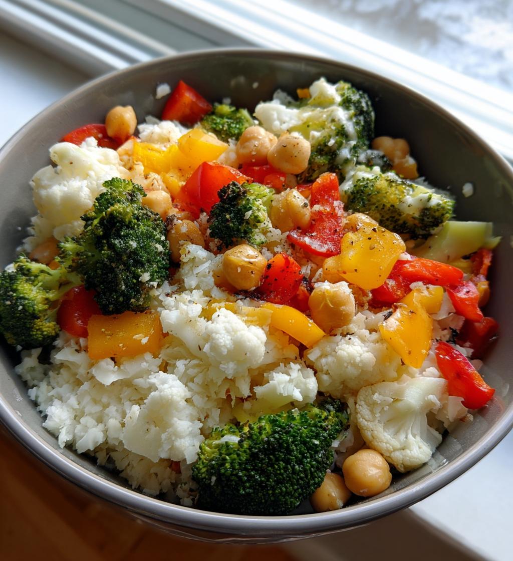 healthy air fryer cauliflower rice bowls