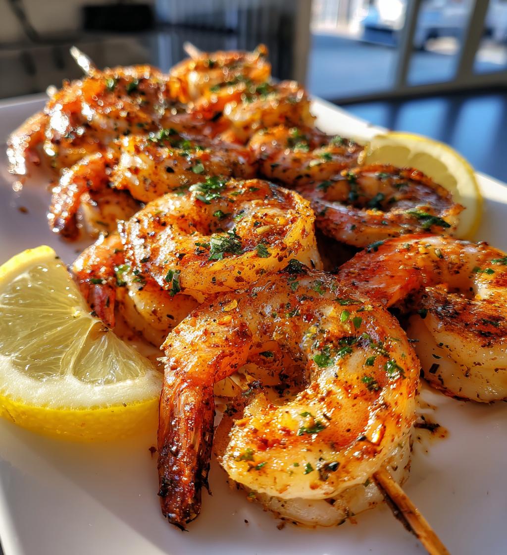 healthy air fryer grilled shrimp skewers recipe - detail 1