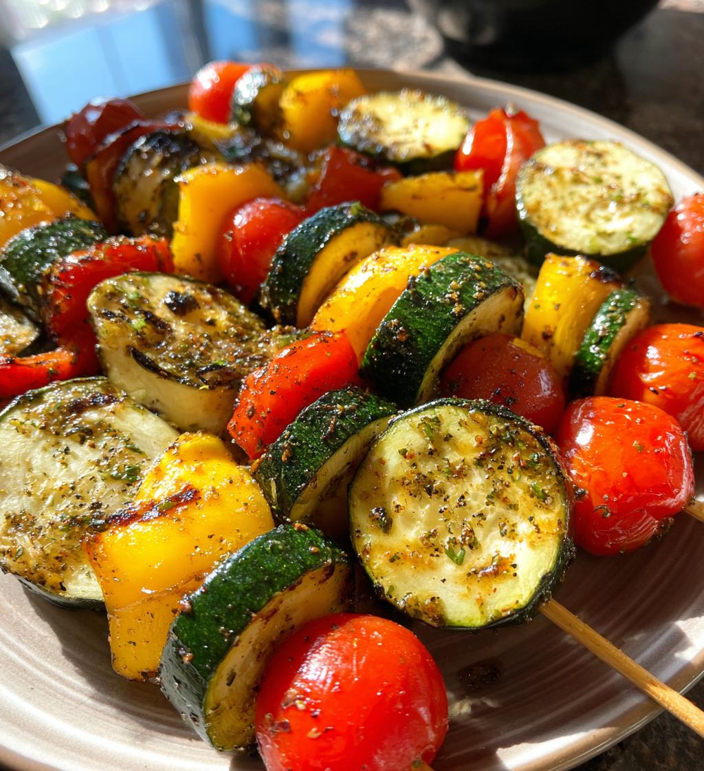 healthy air fryer mediterranean veggie skewers recipe - detail 1