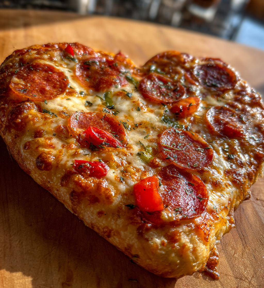 heart shaped pizza - detail 1