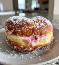 heart shaped strawberry cheesecake donuts
