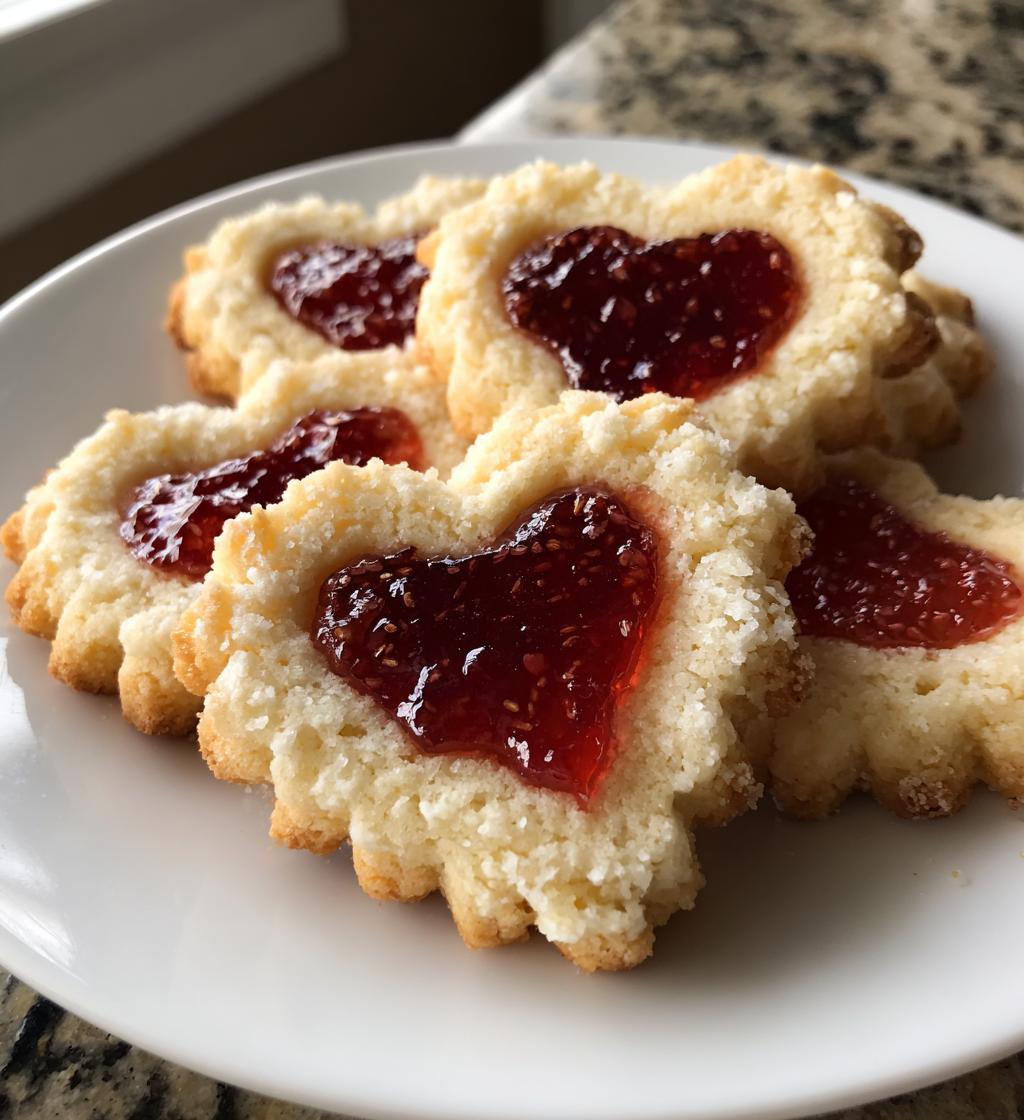 heart shaped strawberry shortbread cookies - detail 1