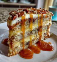 heavenly banana pecan caramel cake recipe