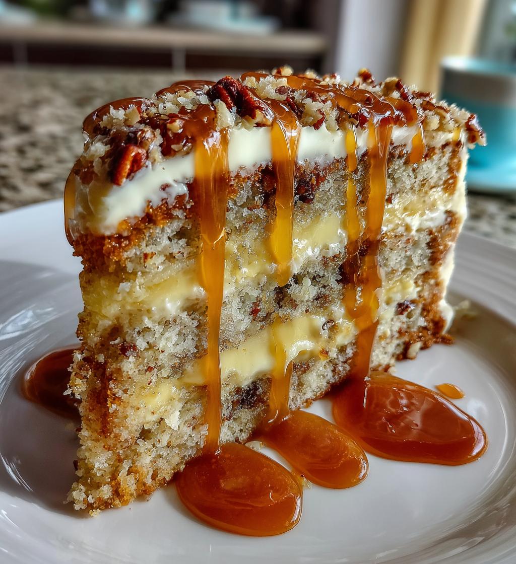 heavenly banana pecan caramel cake recipe