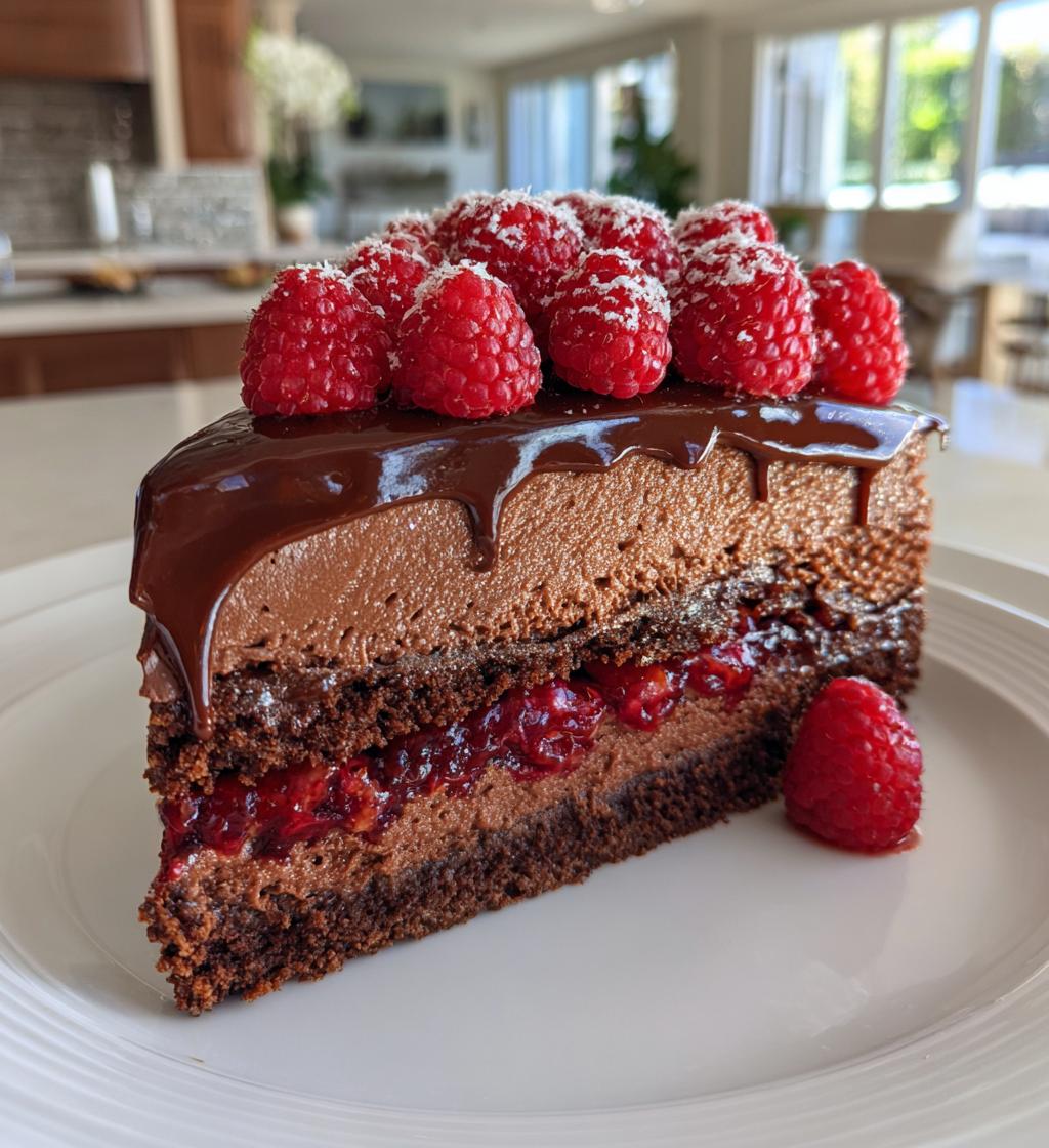 heavenly raspberry chocolate mousse cake - detail 1