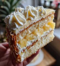 heavenly white chocolate cake with pineapple filling