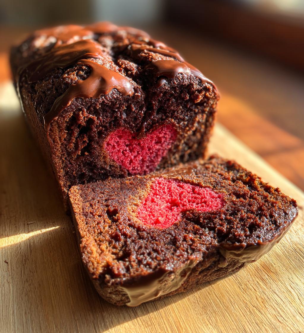 hidden heart chocolate loaf cake - detail 1