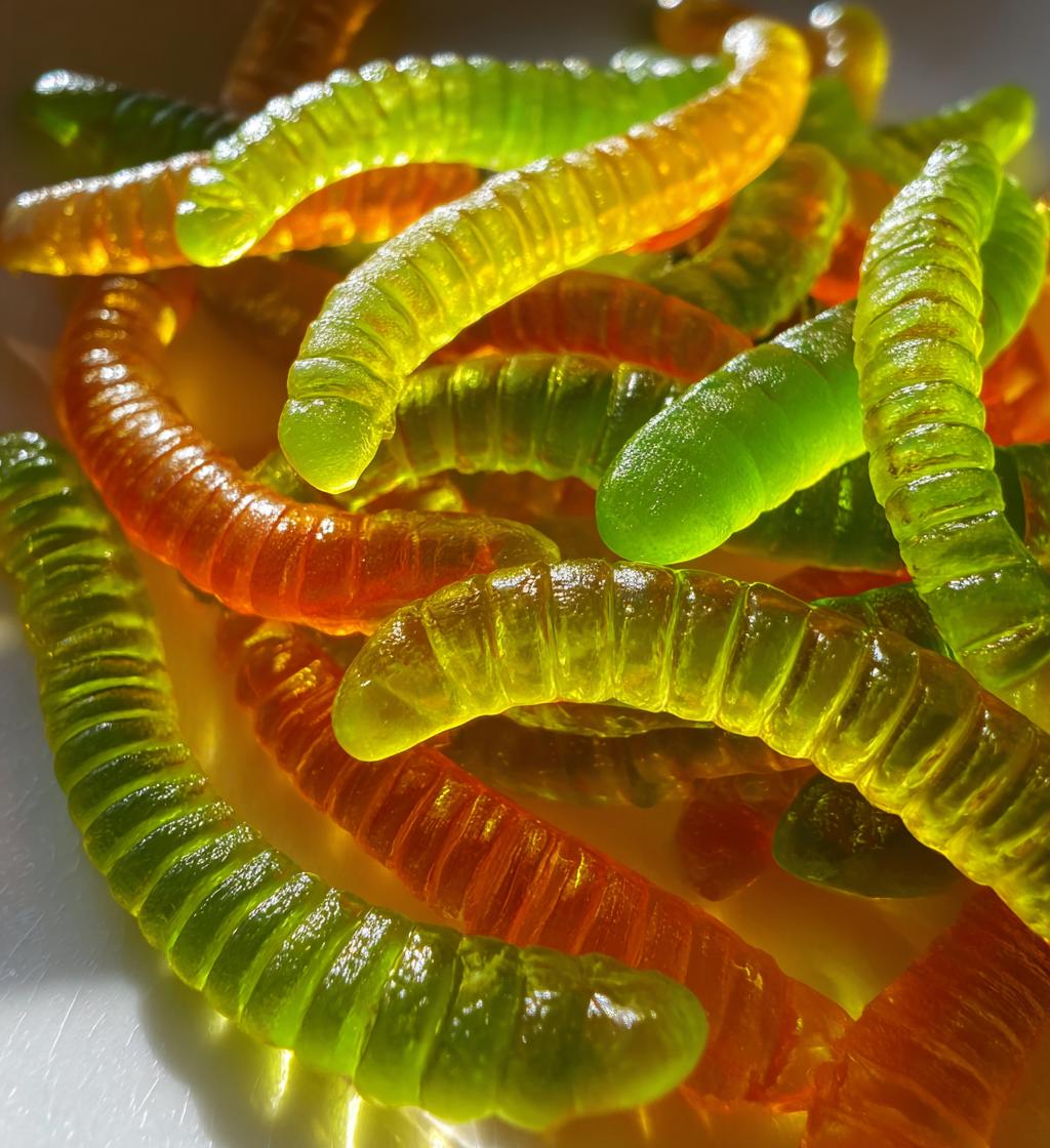 homemade dill pickle gummy worms - detail 1